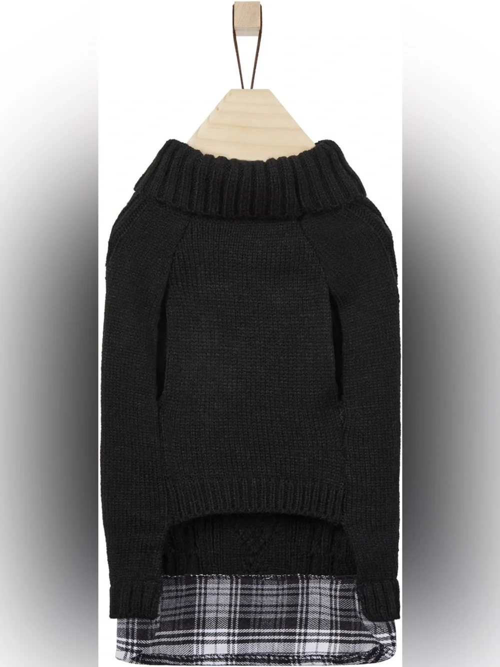 Black Cable-Knit dogs Sweater with Button Collar
